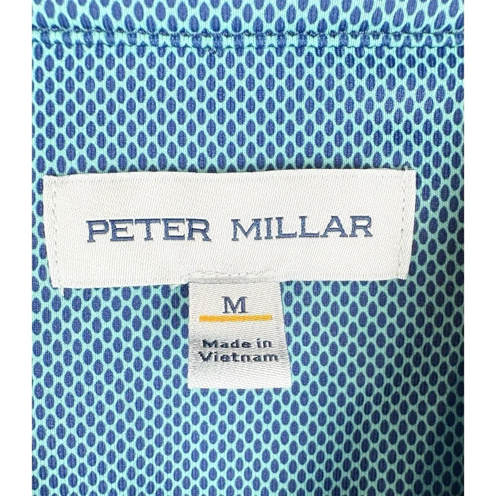 Peter Millar Men's Performance Quarter Zip MED Long Sleeve Green Teal